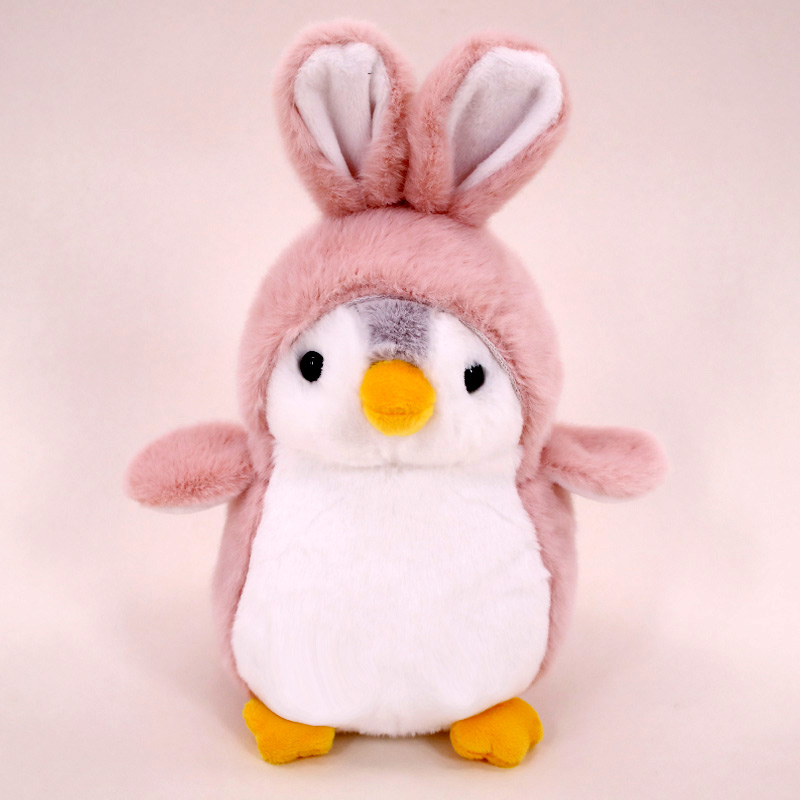 penguin plush in bunny costume