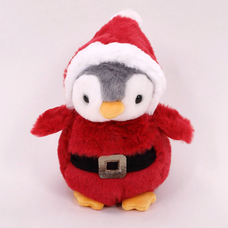 penguin plush in santa costume