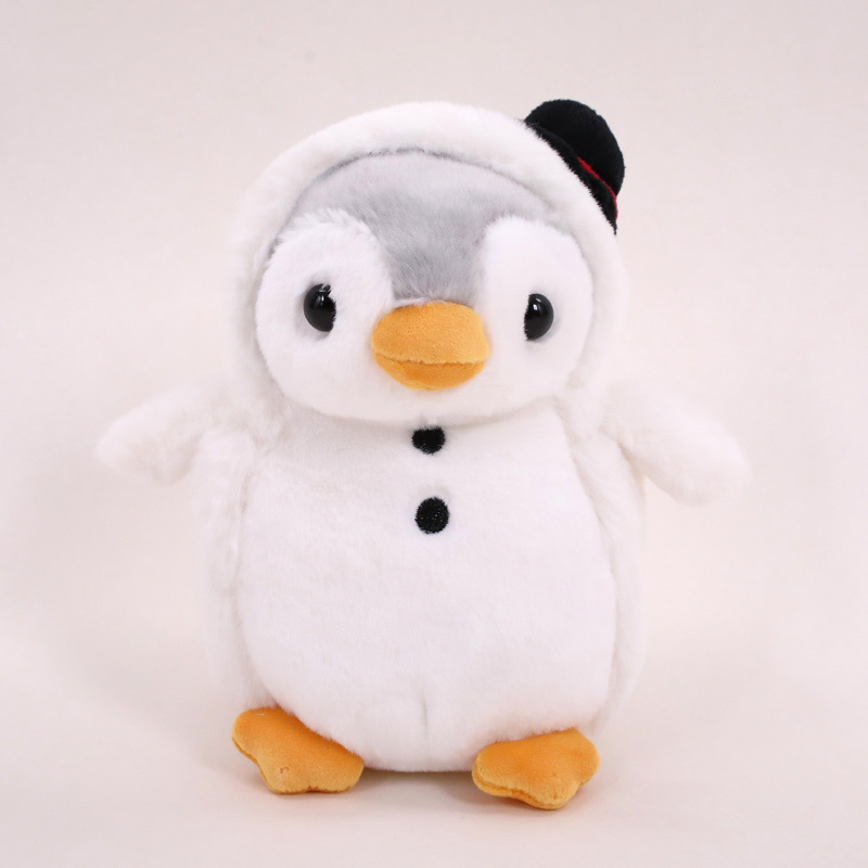 penguin plush in snowman costume
